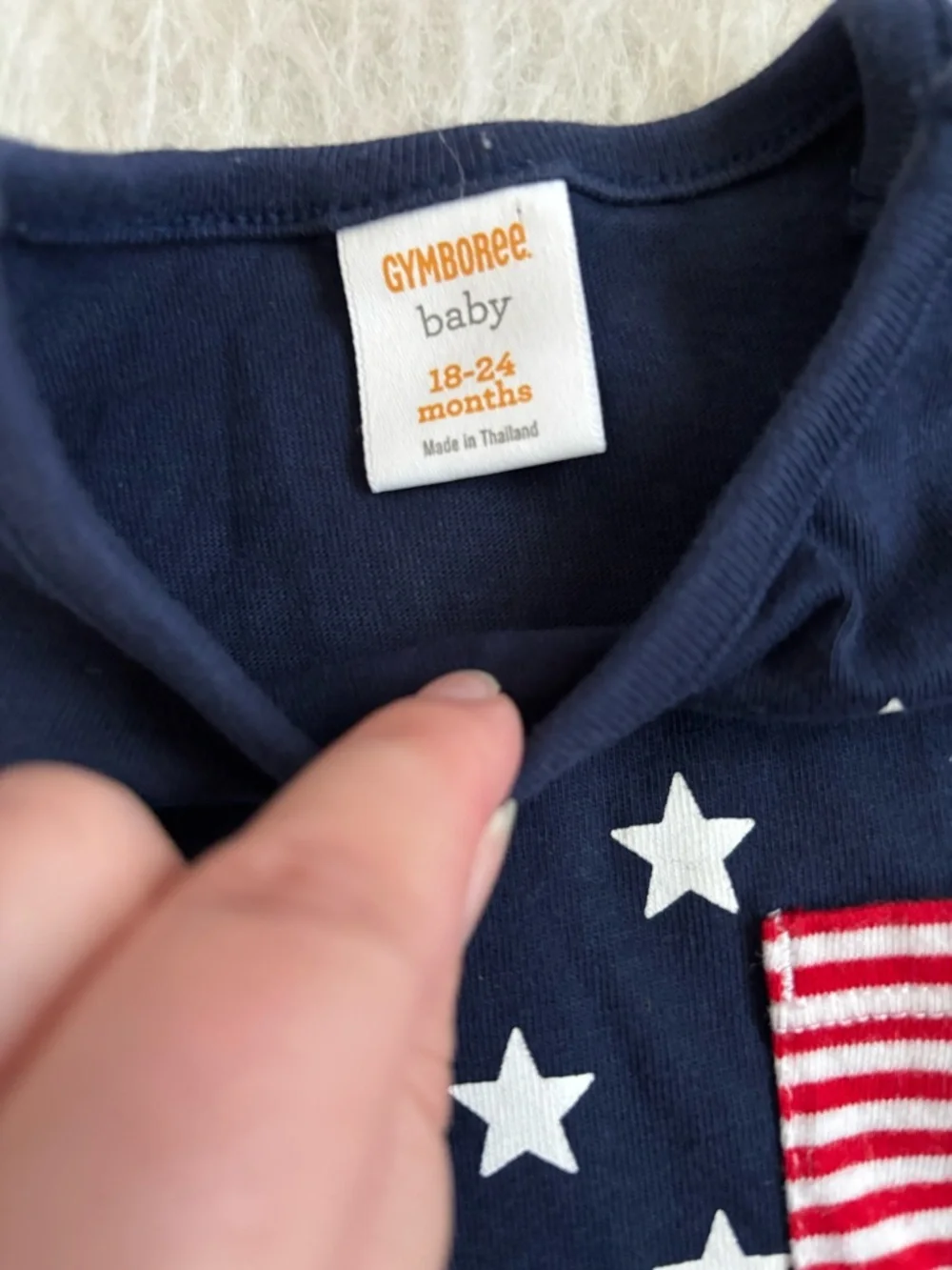 Gymboree Festive Stars & Stripes Navy Baby Romper with 3 Pockets